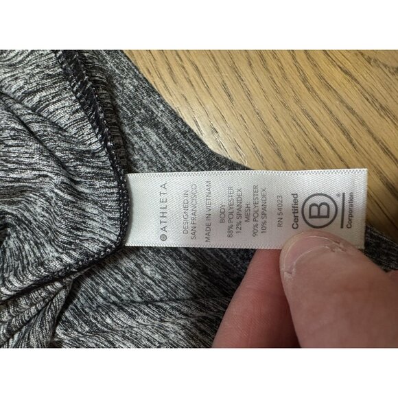 Athleta Jacket Women Medium Gray Black Heather Hoodie Full Zip Running Athletic - Picture 8 of 11